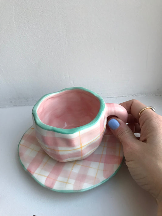 Plaid Cup & Saucer